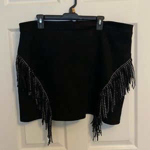 SHEIN black velvet fringe skirt.